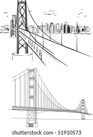 Golden Gate Bridge - handgezeichnete Illustrationen