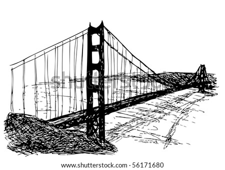 Golden Gate Bridge Hand Drawn Stock Vector (Royalty Free) 56171680