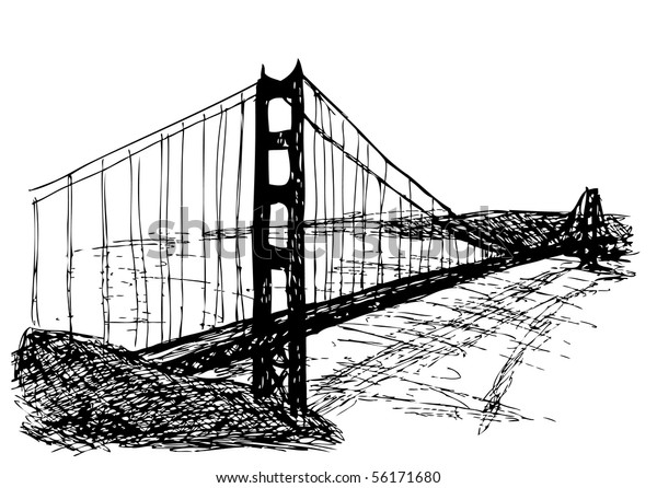 Golden Gate Bridge Hand Drawn Stock Vector (Royalty Free) 56171680