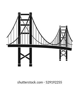 Golden Gate Bridge icon in black style isolated on white background. USA country symbol stock vector illustration.