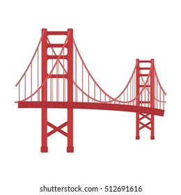 Golden Gate Bridge icon in cartoon style isolated on white background. USA country symbol stock vector illustration.