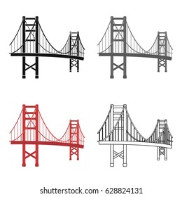 Golden Gate Bridge icon in cartoon style isolated on white background. USA country symbol stock vector illustration.