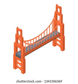 Golden gate bridge icon. Isometric of golden gate bridge vector icon for web design isolated on white background