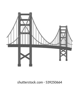 Golden Gate Bridge icon in monochrome style isolated on white background. USA country symbol stock vector illustration.