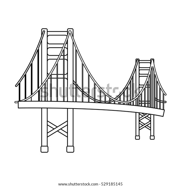 Golden Gate Bridge Icon Outline Style Stock Vector (Royalty Free) 529185145