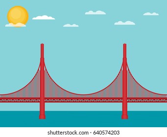 Golden Gate Bridge illustration flat vector.