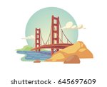 Golden Gate Bridge isolated vector illustration San Francisco California United States of America