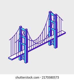 Golden gate bridge isometric vector icon illustration