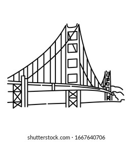 Golden Gate Bridge Line Art Vector. Isolated On White Background