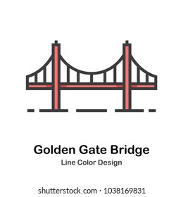 Golden Gate Bridge Line Color Icon