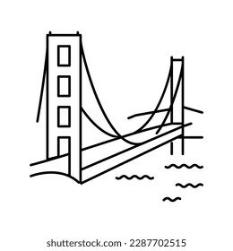 golden gate bridge line icon vector. golden gate bridge sign. isolated contour symbol black illustration