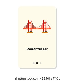Golden gate bridge on white background. City landmarks cartoon illustration. Sightseeing and tourism concept. Vector illustration symbol elements for web design and apps