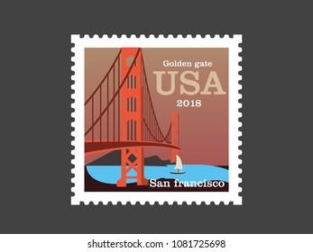 Golden gate bridge San Francisco, Usa  (Post stamp)