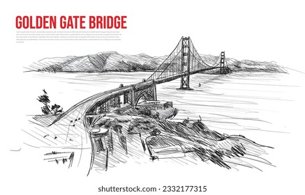 golden gate bridge of san francisco california usa isolated vector illustration