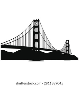 Golden Gate Bridge San Francisco Landscape Silhouette Vector Illustration