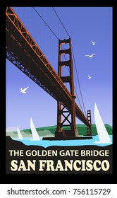 The Golden Gate Bridge, San Francisco - Vector Illustration