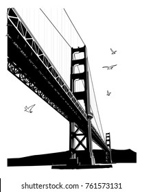 Golden Gate Bridge Sketch Engraving Vector Stock Vector (Royalty Free ...