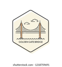 Golden Gate Bridge - San Fransisco, USA Lineal Icon.  Landmarks Building Icon Vector illustration