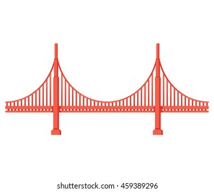 Golden Gate Bridge Side View. San Francisco Symbol Isolated Vector Illustration.