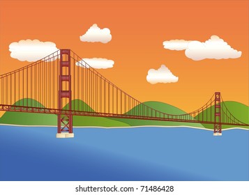 golden gate bridge at sundown ( background on separate layer )
