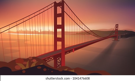 The Golden Gate Bridge In Sunset