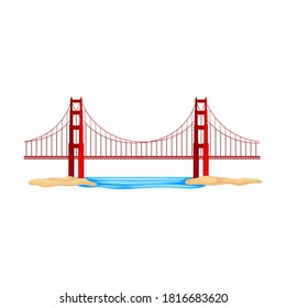 Golden Gate Bridge as Suspension Bridge in California Vector Illustration