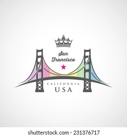 Golden Gate bridge symbol - vector illustration