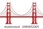 Golden Gate Bridge. US symbol. San Francisco, United States of America. Side view. Vector Flat style illustration