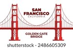 Golden Gate Bridge. US symbol. San Francisco, United States of America. Side view. Vector Flat style illustration