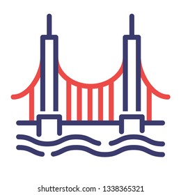 Golden gate bridge vector illustration in flat outline design
