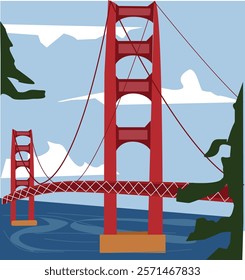 Golden Gate Bridge Vector Illustration. San Francisco