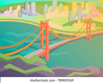 Golden gate bridge vector illustration. San Francisco symbol