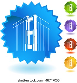 Golden Gate Bridge web button isolated on a background.