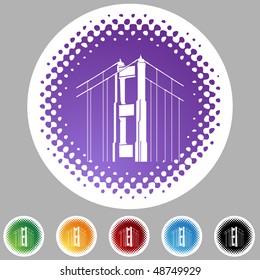 Golden Gate Bridge web button isolated on a background.