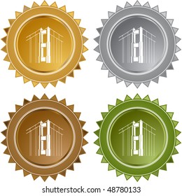 Golden Gate Bridge web button isolated on a background.