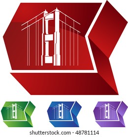 Golden Gate Bridge web button isolated on a background.
