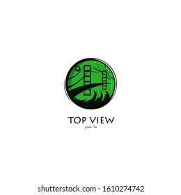 golden gate green tea logo concept 