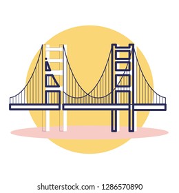 Golden Gate Icon - Travel and Destination with Outline Style