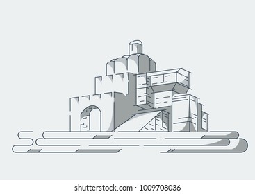 Golden Gate in Kiev, Ukraine. Vector, Illustration