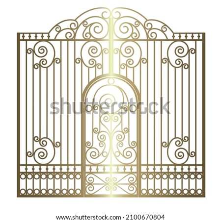 golden gate with openwork ornament and arched door