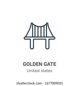 Golden gate outline vector icon. Thin line black golden gate icon, flat vector simple element illustration from editable united states concept isolated stroke on white background