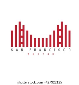 Golden Gate of San Francisco rhythm style vector illustration