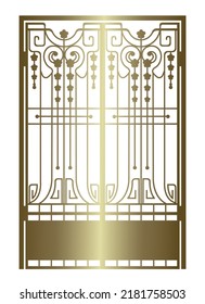 golden gate with vintage ornament isolated on white background