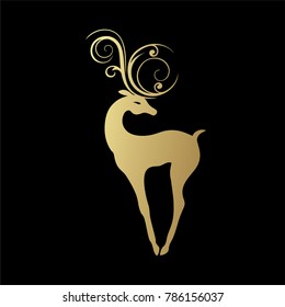 golden gazelle with black background
