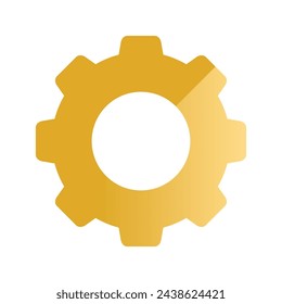 Golden gear icon, gold gear symbol vector