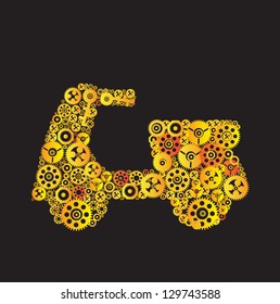 Golden Gear in motorcycle shape