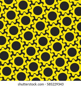 golden gears. abstract yellow pattern. black background. vector illustration