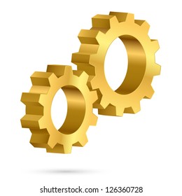 Golden gearwheel. Illustration on white background for design