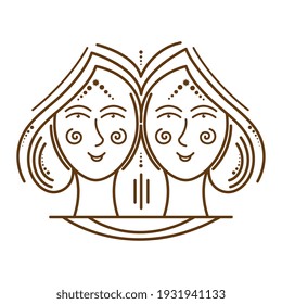 golden gemini astrology symbol icon
