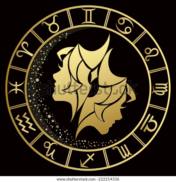 Golden Gemini Zodiac Sign Vector Illustration Stock Vector (Royalty ...